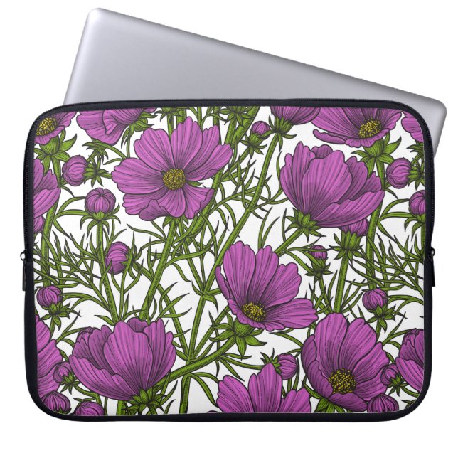 Funda Para Portátil Flores de cosmos violetas (Frente)