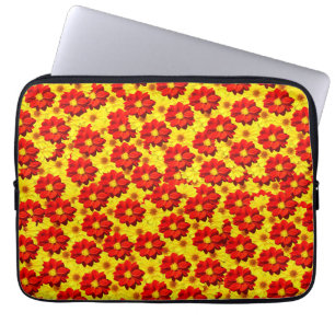 Funda Para Portátil Flores de dalia rojas y amarillas