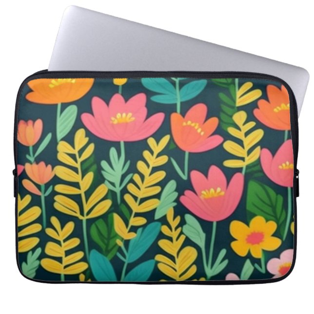 Funda Para Portátil Flores de diseño colorido (Frente)