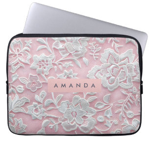 Funda Para Portátil Flores de encaje de suave rubor elegante personali
