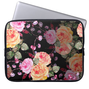 Funda Para Portátil Flores de flores de color de agua con arcotón de f