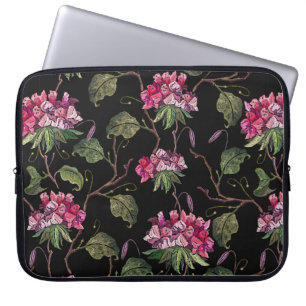 Funda Para Portátil Flores de geranio de bordado patrón sin fisuras