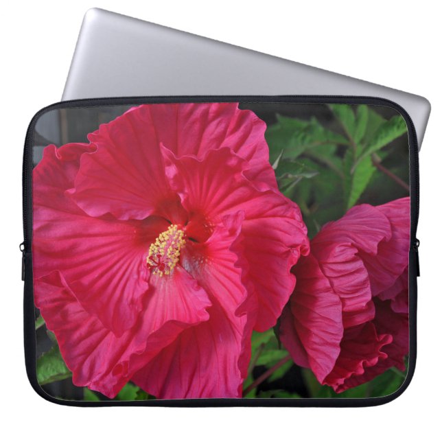 Funda Para Portátil Flores de hibiscos rosas (Frente)