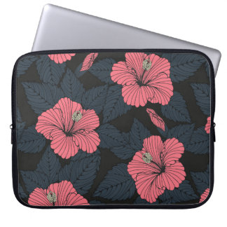 Funda Para Portátil Flores de hibiscus: papel de pared oscuro sin cost