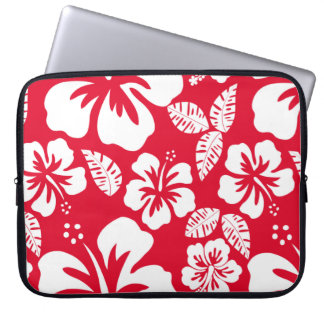 Funda Para Portátil Flores de Hibiscus Tropical Rojo Cadmio