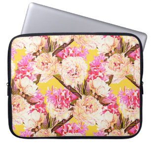 Funda Para Portátil Flores de Hyacinth y peonis, sin costura. Wat