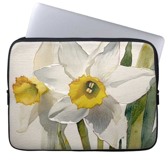 Funda Para Portátil Flores de Iris Acuarela Modernas (Frente)