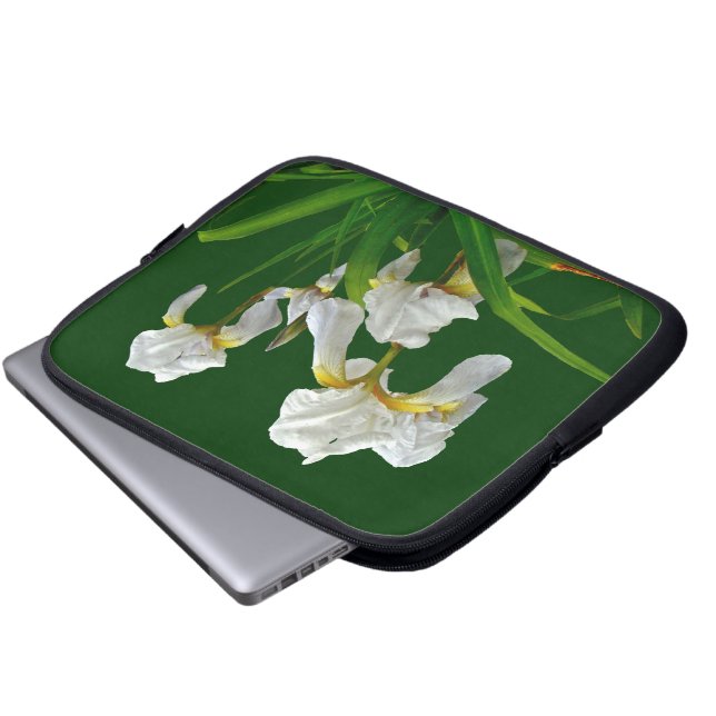 Funda Para Portátil Flores de iris con barba blanca (Inferior anverso)