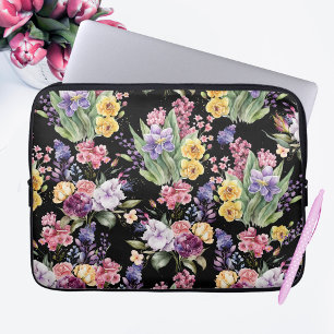 Funda Para Portátil Flores de jardín de Bonito coloridas sobre fondo n