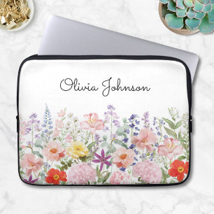 Funda Para Portátil Flores De Jardín Floral Personalizadas Coloridas Y