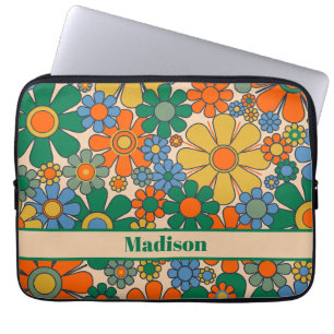 Funda Para Portátil Flores de jardín retro 60s 70s Floral personalizad