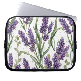Funda Para Portátil Flores de lavanda púrpura Botánico acuarela