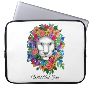 Funda Para Portátil Flores De León Y Arcoiris De Color Del Agua