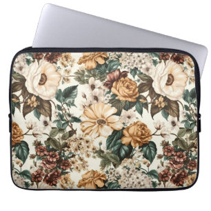 Funda Para Portátil Flores de marfil antiguas, patrón de Rosas multico