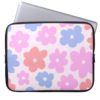 Funda Para Portátil Flores de margarita dibujadas a mano rosada en pas