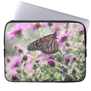 Funda Para Portátil Flores de mariposa y morado