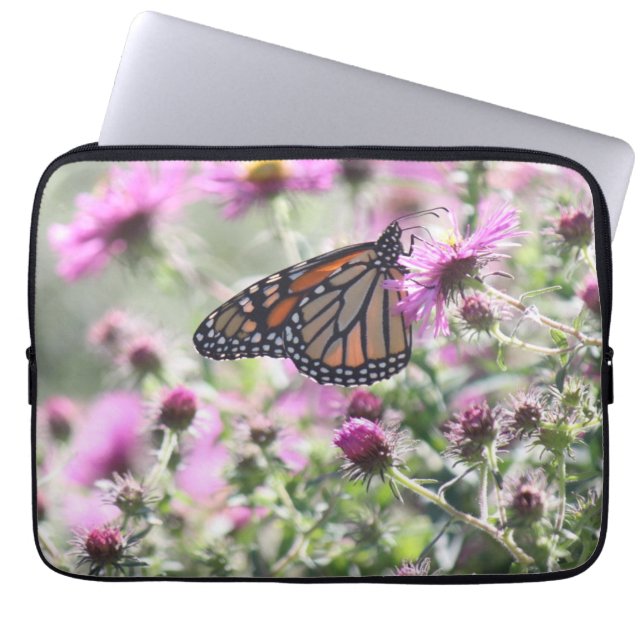 Funda Para Portátil Flores de mariposa y morado (Frente)