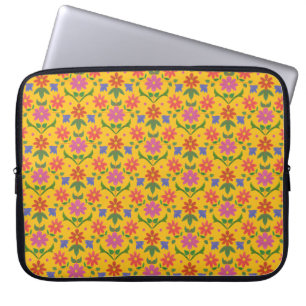Funda Para Portátil Flores de moda y puntos de polka en la manga de la