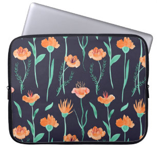 Funda Para Portátil Flores de Naranja de fantasía: Patrón de color de