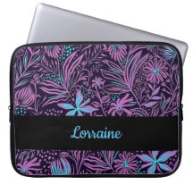 Flores de neón azules y violetas