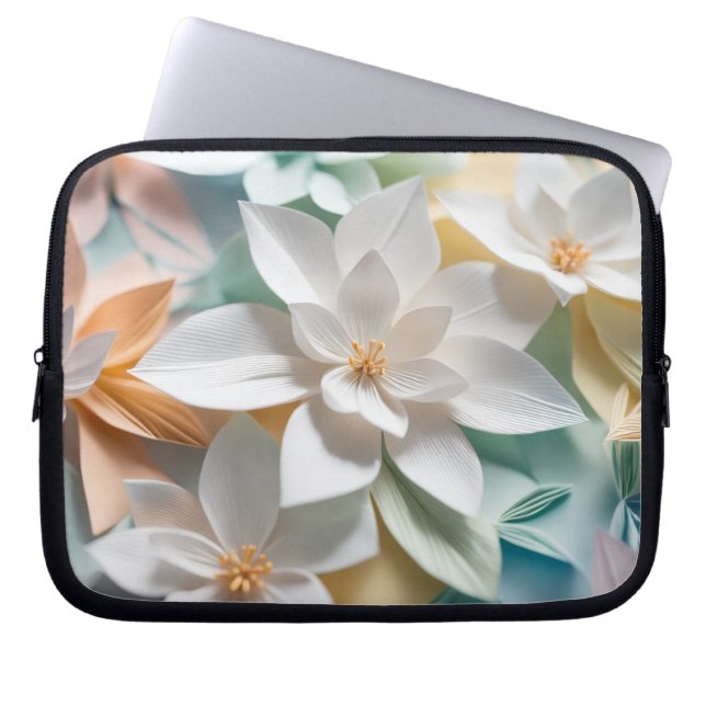Funda Para Portátil Flores de origami (Frente)
