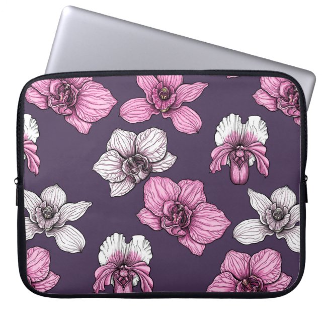 Funda Para Portátil Flores de orquídea rosa (Frente)
