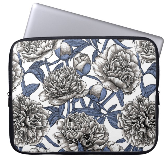 Funda Para Portátil Flores de peón blanco (Frente)