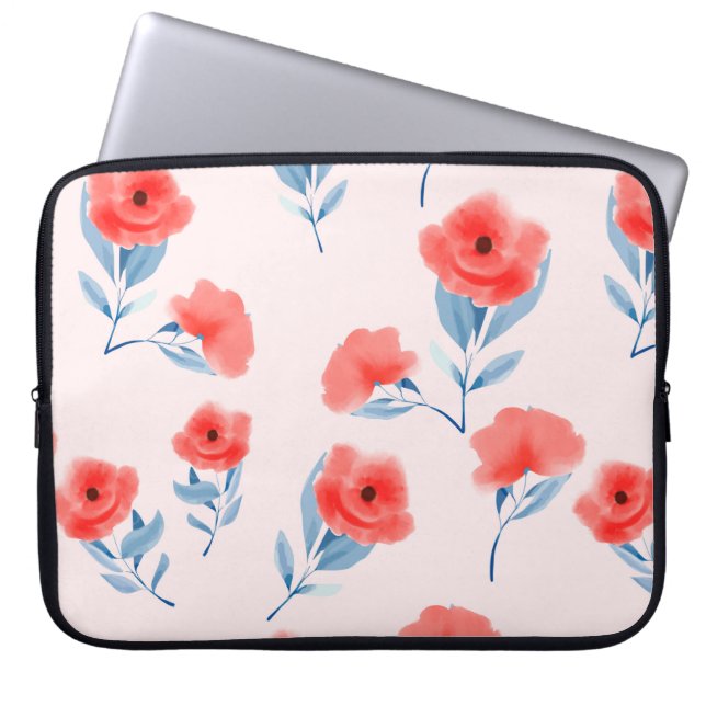 Funda Para Portátil Flores de peón rojo sin inconvenientes (Frente)
