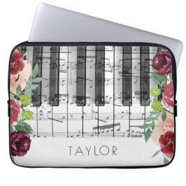 Funda Para Portátil Flores de piano marsala