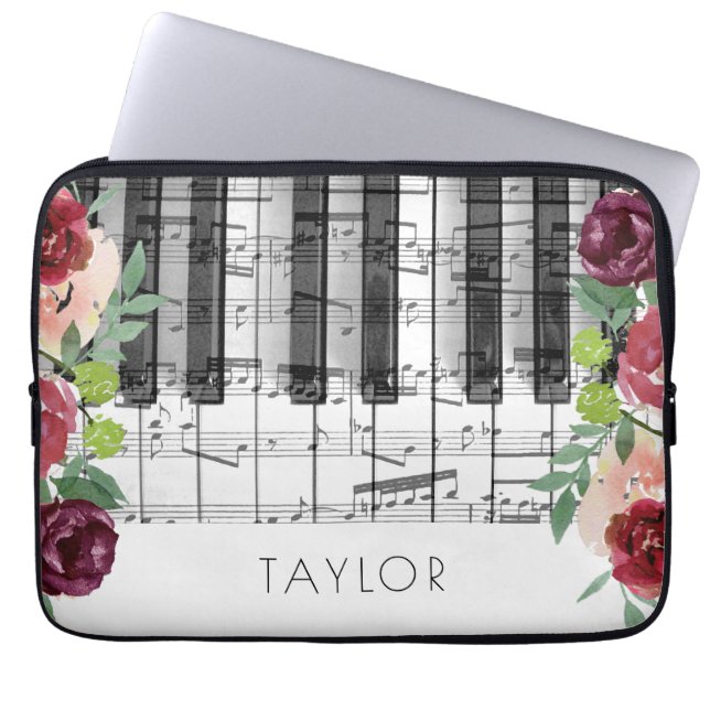 Funda Para Portátil Flores de piano marsala (Frente)