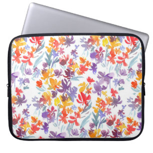 Funda Para Portátil Flores de pradera de verano de color acuático patr