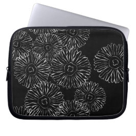 Funda Para Portátil Flores de primavera abstractas en blanco y negro