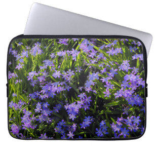 Funda Para Portátil Flores de primavera de cizalladura azul, hojas ver