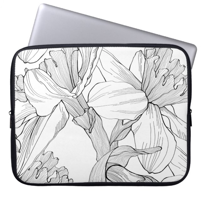 Funda Para Portátil Flores de primavera de la línea de Daffodil. (Frente)