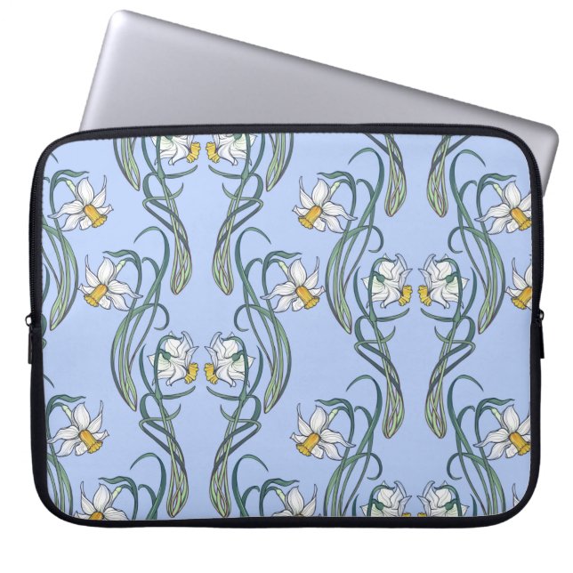 Funda Para Portátil Flores de primavera. Flores de Daffodil entrelazad (Frente)