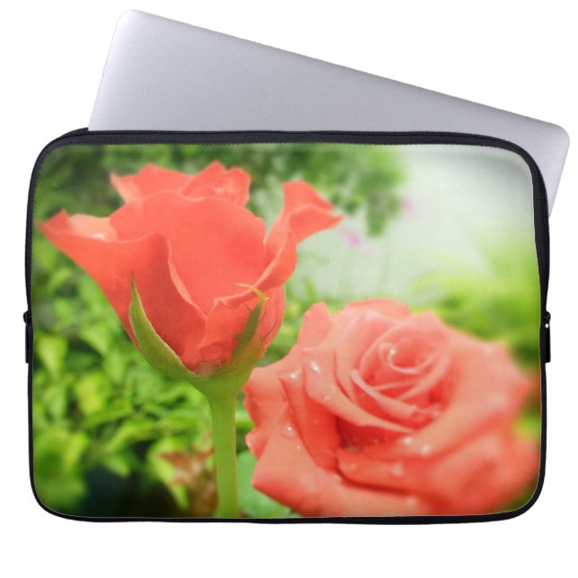 Funda Para Portátil Flores de Rosa Románticas (Frente)