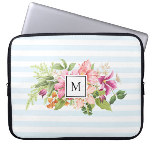 Funda Para Portátil Flores de vinagre monogramo Manga para portátil Pa