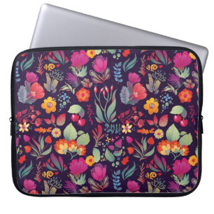 Funda Para Portátil Flores decorativas: Doodle de época sin foco