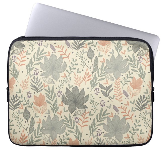 Funda Para Portátil Flores Dibujadas a Mano (Frente)