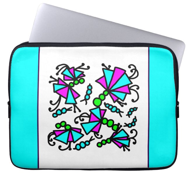 Funda Para Portátil Flores Doodle Bug (Frente)