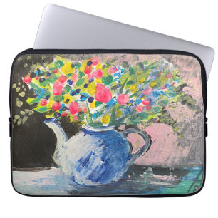 Funda Para Portátil Flores en una tetera, estilo boho