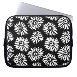 Funda Para Portátil Flores Funky Negra y blanca