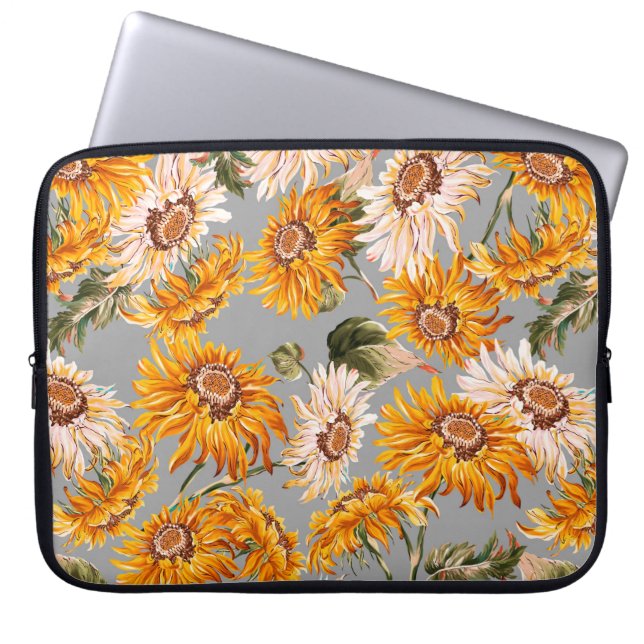 Funda Para Portátil Flores giratorias primavera hermosa sin costura (Frente)