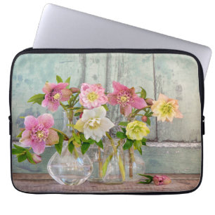 Funda Para Portátil Flores Hellebores en vasos