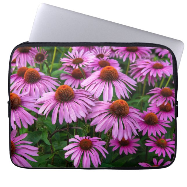 Funda Para Portátil Flores | Jardín de flores rosadas (Frente)