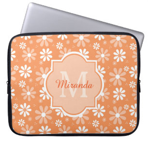 Funda Para Portátil Flores lindas y nombre de la margarita anaranjada