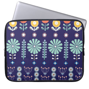 Funda Para Portátil Flores lineales escandinavas, motivo de verano