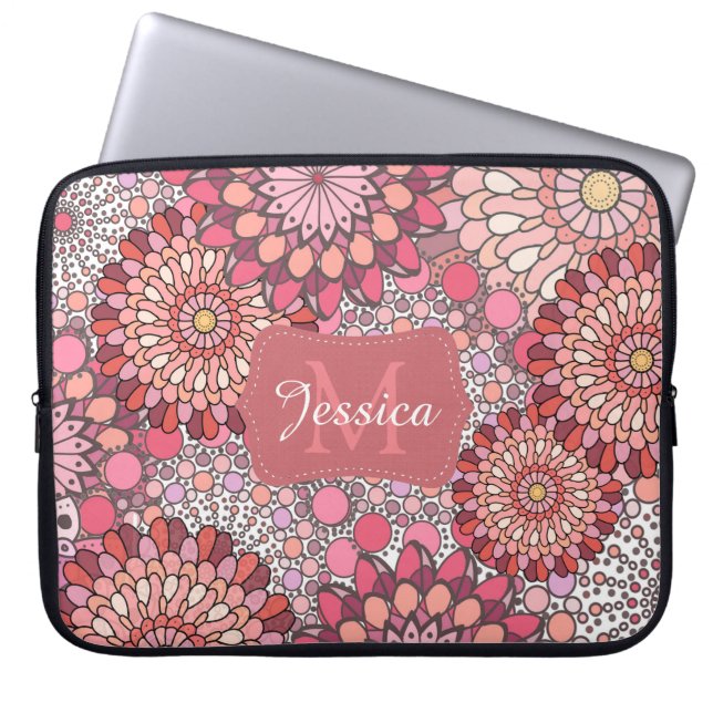 Funda Para Portátil Flores Mandala Abstractas Patrón Rosa Personalizad (Frente)