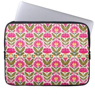 Funda Para Portátil Flores Mexicanas de Talavera Retro Rosa Botánico