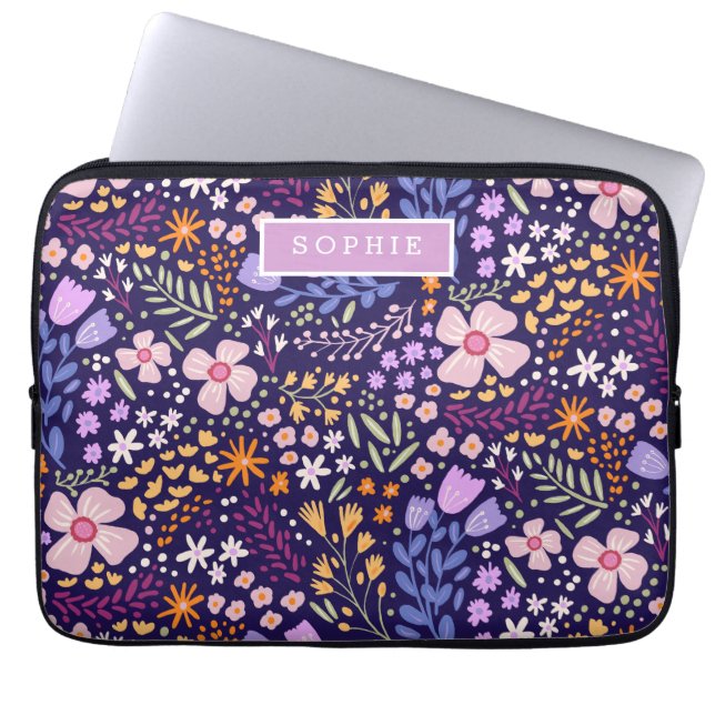 Funda Para Portátil Flores Modernas Flores Silvestres Femeninas Elegan (Frente)